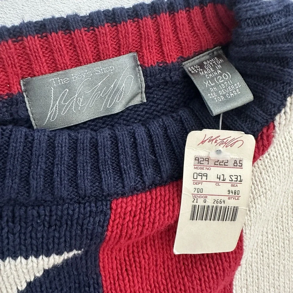 NWT! VTG 90s Lord & Taylor Sweater Boys XL 20 Cotton Knit USA FLAG